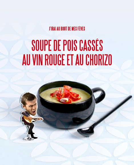 Soupe de pois cassés et de courgettes au chorizo